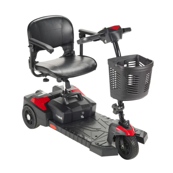 Scout Compact 3-Wheel Scooter, 16.5" Folding Seat, 12AH, Red/Blue