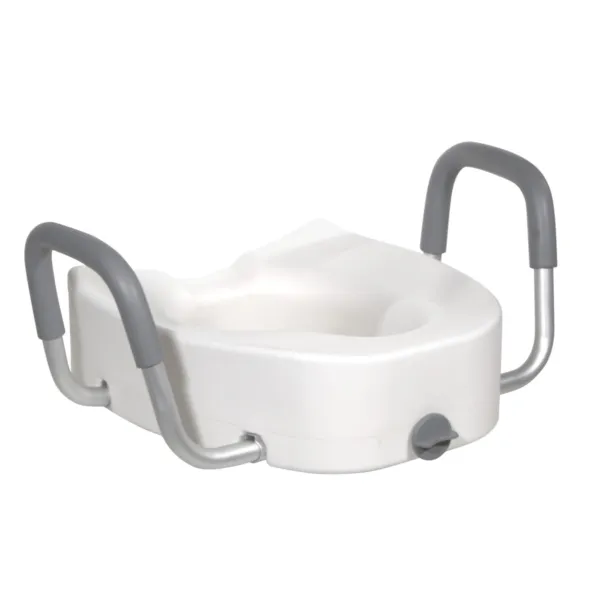 Premium Plastic, Raised, Elongated Toilet Seat with Lock, With Arms