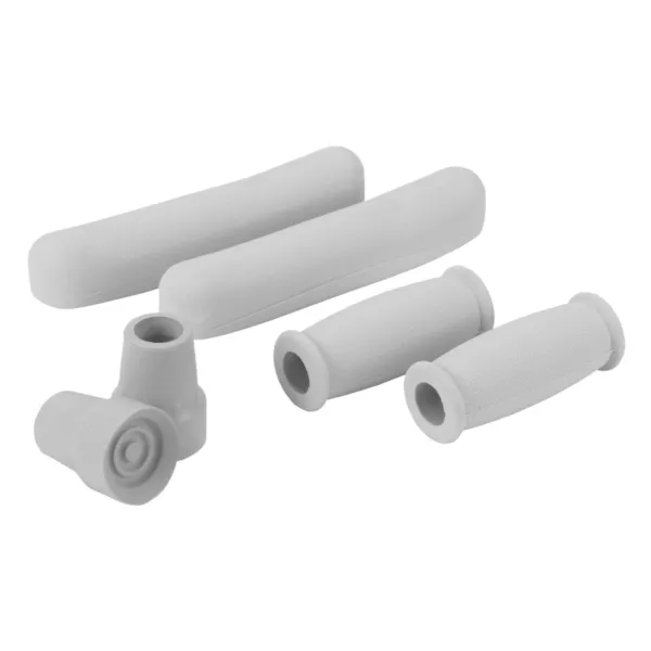 Crutch Accessory Kit, Gray, Contains 1 pair Underarm Cushions (77/8"x11/2"), Hand Grips (33/4"x11/2") and Tips (7/8")