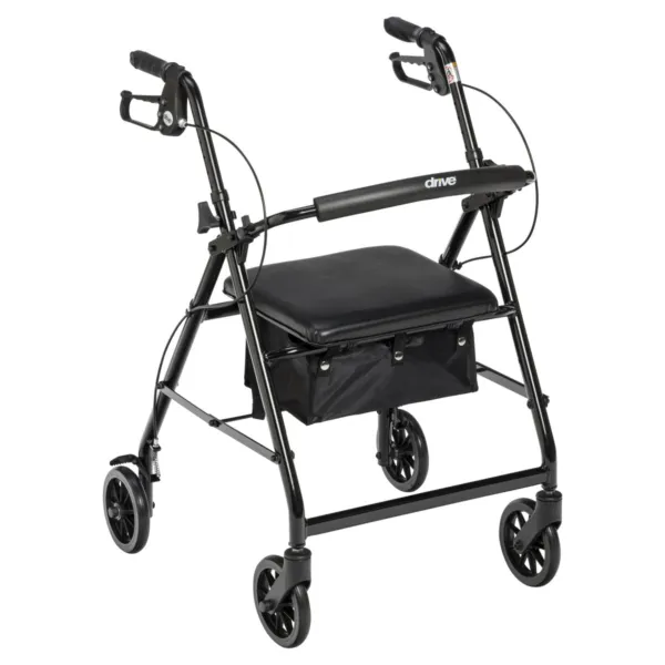 Aluminum Rollator, 6" Casters, Black