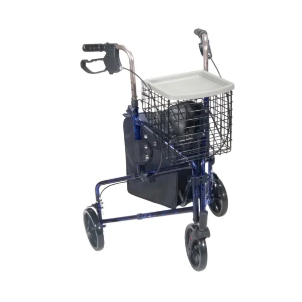 Deluxe 3 Wheel Aluminum Rollator, 7.5" Casters, Flame Blue