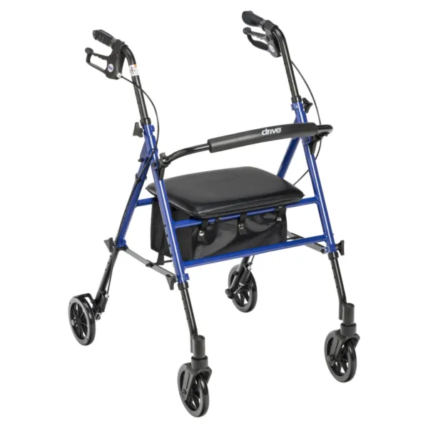 Adjustable Height Rollator, 6" Casters, Blue