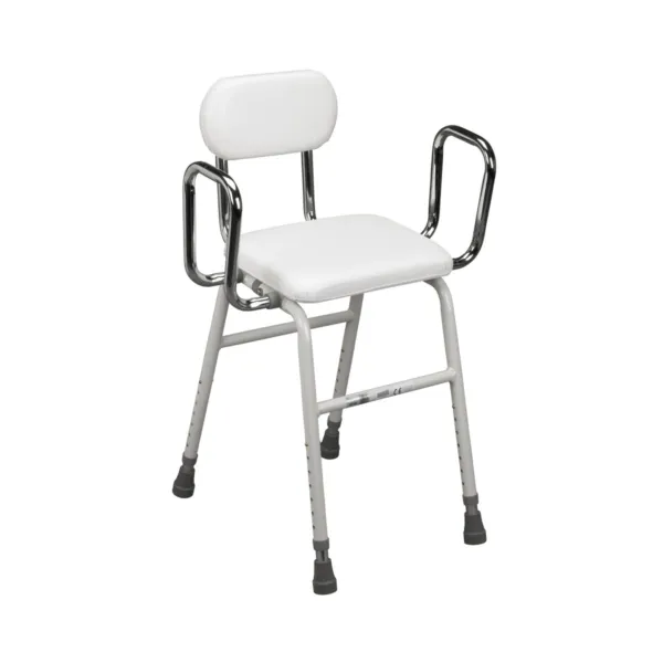 All-Purpose Stool with Adjustable Arms, White